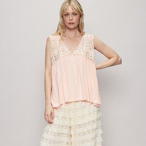 POL Pink and Cream Lace Tunic